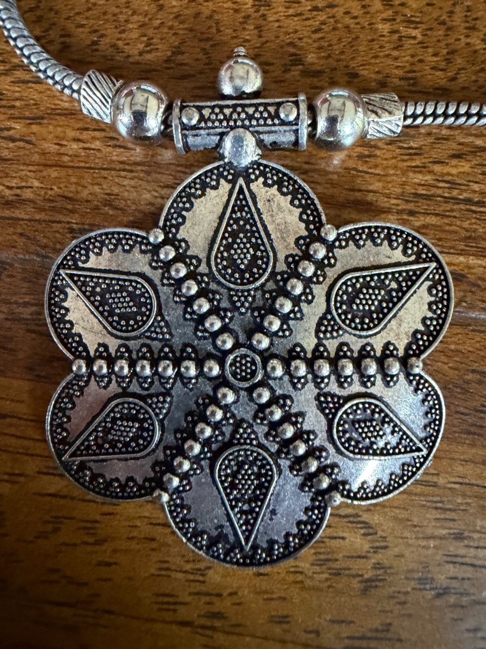 Oxidized Pendant silver necklace from India